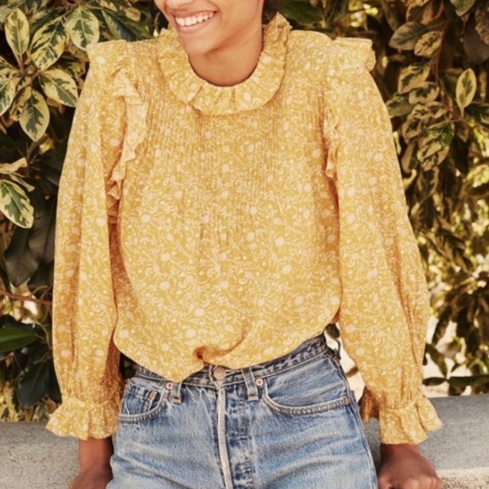 NFS.ISO Doen Yellow Ruffle Top M